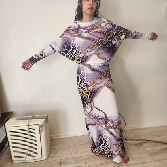 Gorgeous Draped Maxi Print Dress - Picture 2 of 4